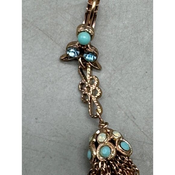 Mariana dangle drop earrings turquoise handmade crystal E-1013/1 1205 READ NEW - Picture 3 of 8